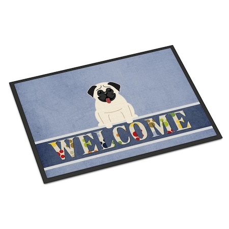 Carolines Treasures 18 x 27 in. Pug Cream Welcome Indoor or Outdoor Mat CA70985